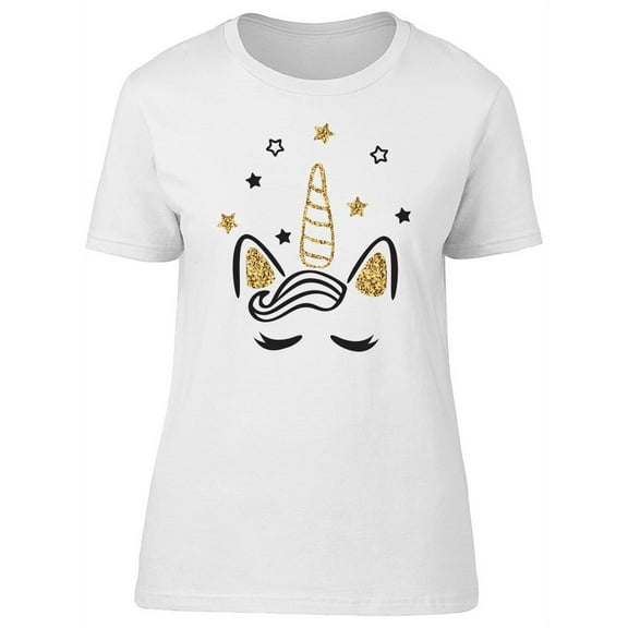 Smartprints Womens Graphic Tee White - Cute Magic Gold Unicorn 100% Cotton Regular Fit