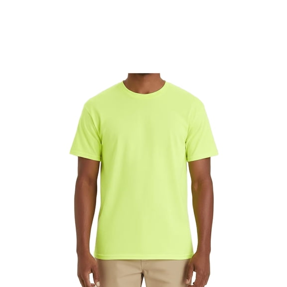 Hanes Essential-T Hi Visibility T-Shirt for Men GR52 Hi Vis Short Sleeve Crew Neck Tee Safety Green, S