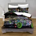 thumbnail image 1 of Cars Vehicles Bedding 3 Piece Boys Bedroom Decor Quilt Cover Pillowcase Cars Racing Print Bed Linen Set King Queen for Adults, 1 of 7