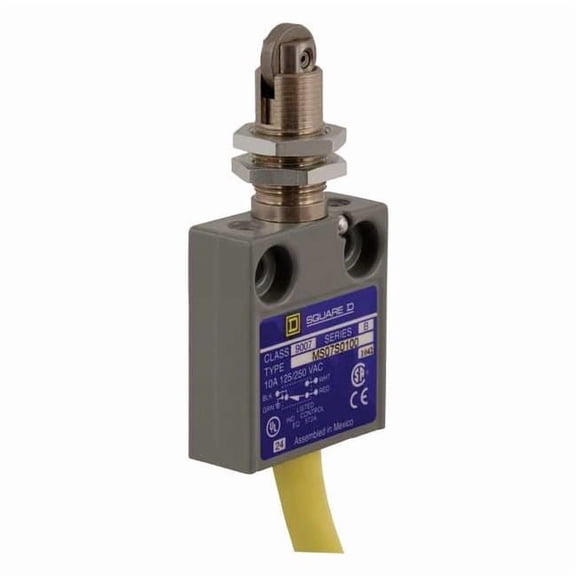 Limit Switch, Plunger, Roller, SPDT, 10A at 300V AC, Actuator Location: Top