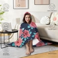 thumbnail image 4 of Wearable Blanket,Pioneer Flower Floral Print Pattern Hooded Wearable Flannel Blanket for Adults & Teens with Buckle,Winter Poncho Shawl Wrap Cape,60"x80", 4 of 5