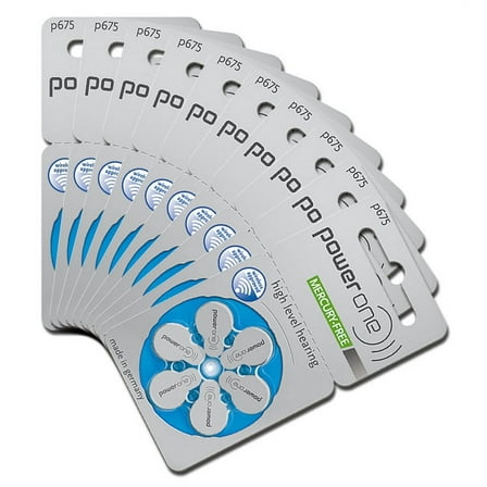 60 Powerone Hearing Aid Batteries Size: 675
