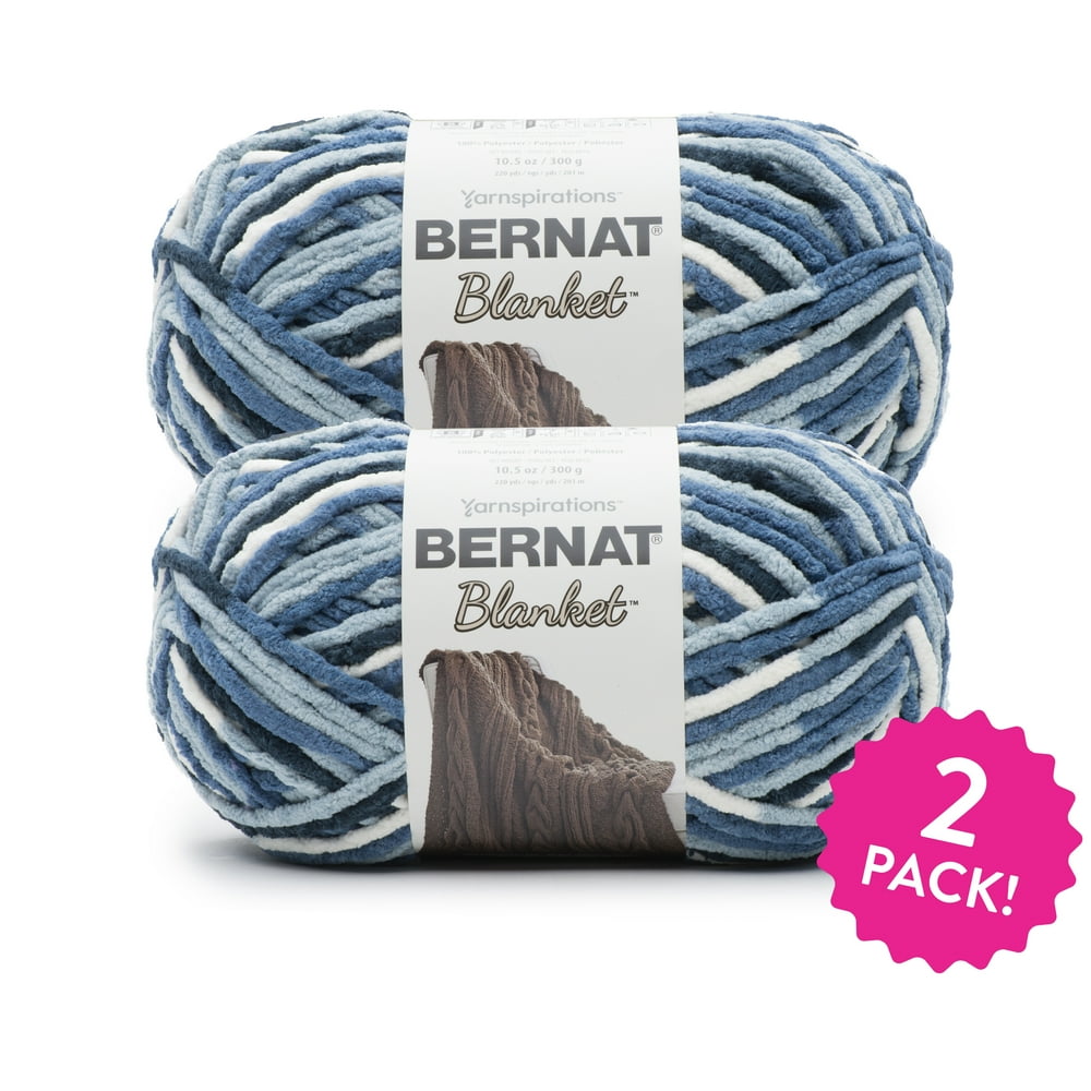Bernat Blanket Yarn, Faded Blues, 10.5oz(300g), Super Bulky, Polyester