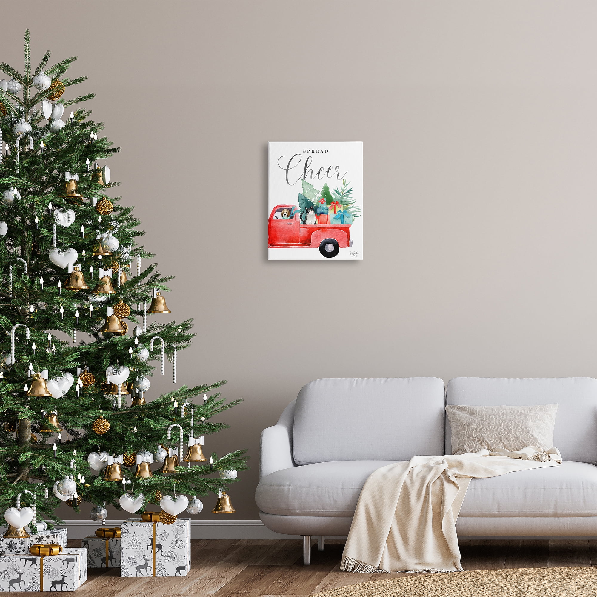 Stupell Industries Spread Cheer Truckload Christmas Gifts Presents Pets Graphic Art Gallery Wrapped Canvas Print Wall Art, Design by Heatherlee Chan