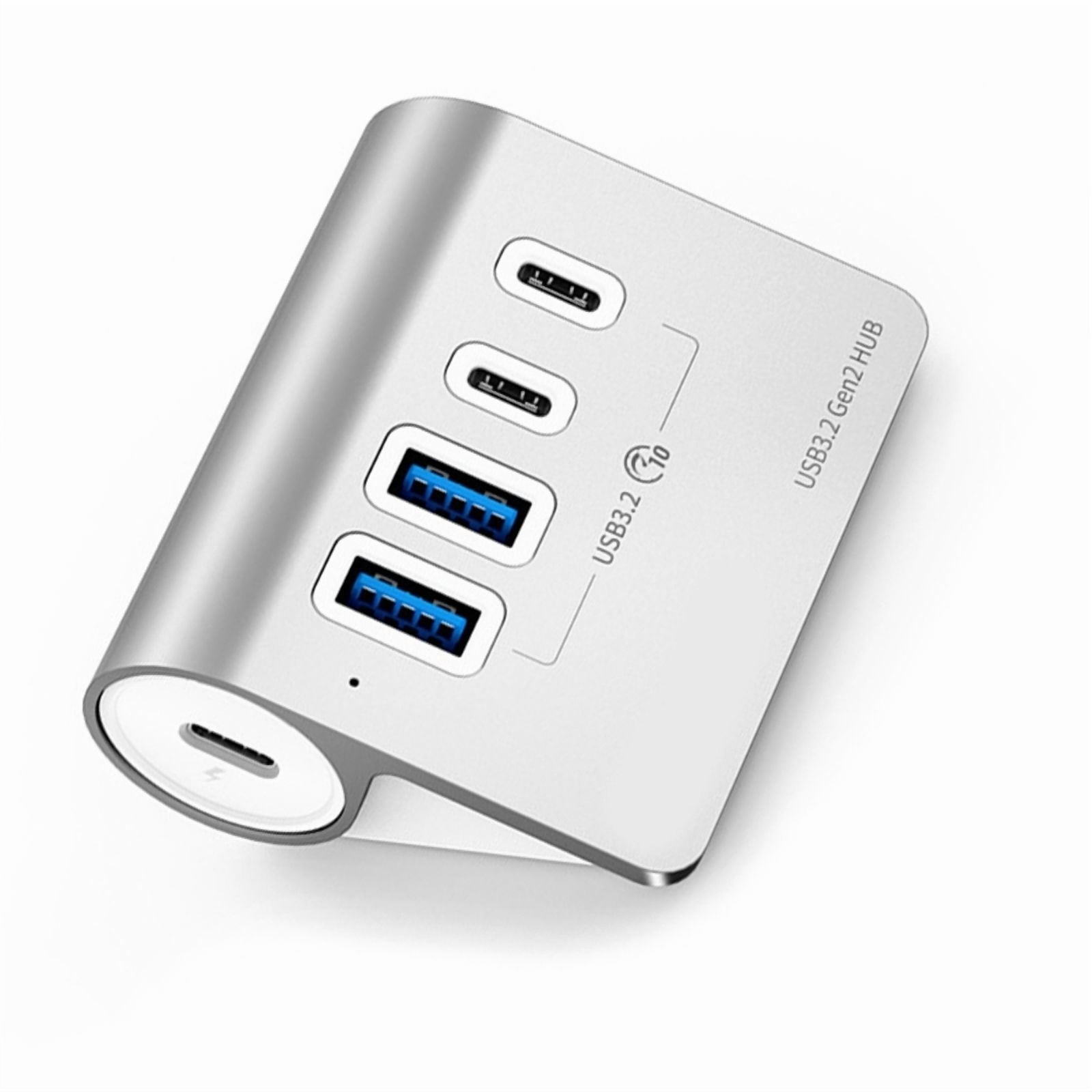 10Gbps USB 3.2 Hub Aluminum Powered PD60W Charging Type C Splitter with Power Adapter for PC Accessories