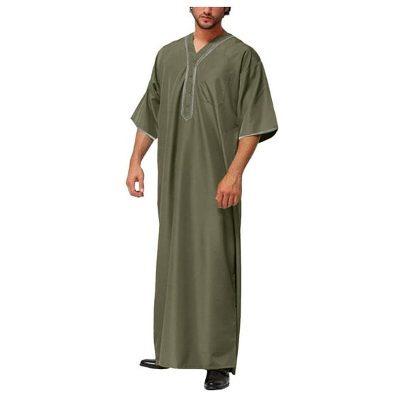 Daolelai Muslim Dress Robe Men Dubai Robe Middle East Ethnic Men Prayer Clothing Saudi Style Arab Islamic Arabic Clothing
