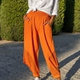 thumbnail image 7 of Summer Savings Clearance! Edvintorg Trousers For Women Plus Size Women's Clothing Solid Color Elastic Waist Cotton Linen Leggings Casual Pants With Pockets Orange M, 7 of 7
