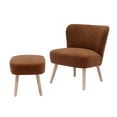 thumbnail image 5 of Costaelm Mid-Century Boucle Accent Chair with Ottoman Foot Stool Set, Rust Orange, 5 of 5