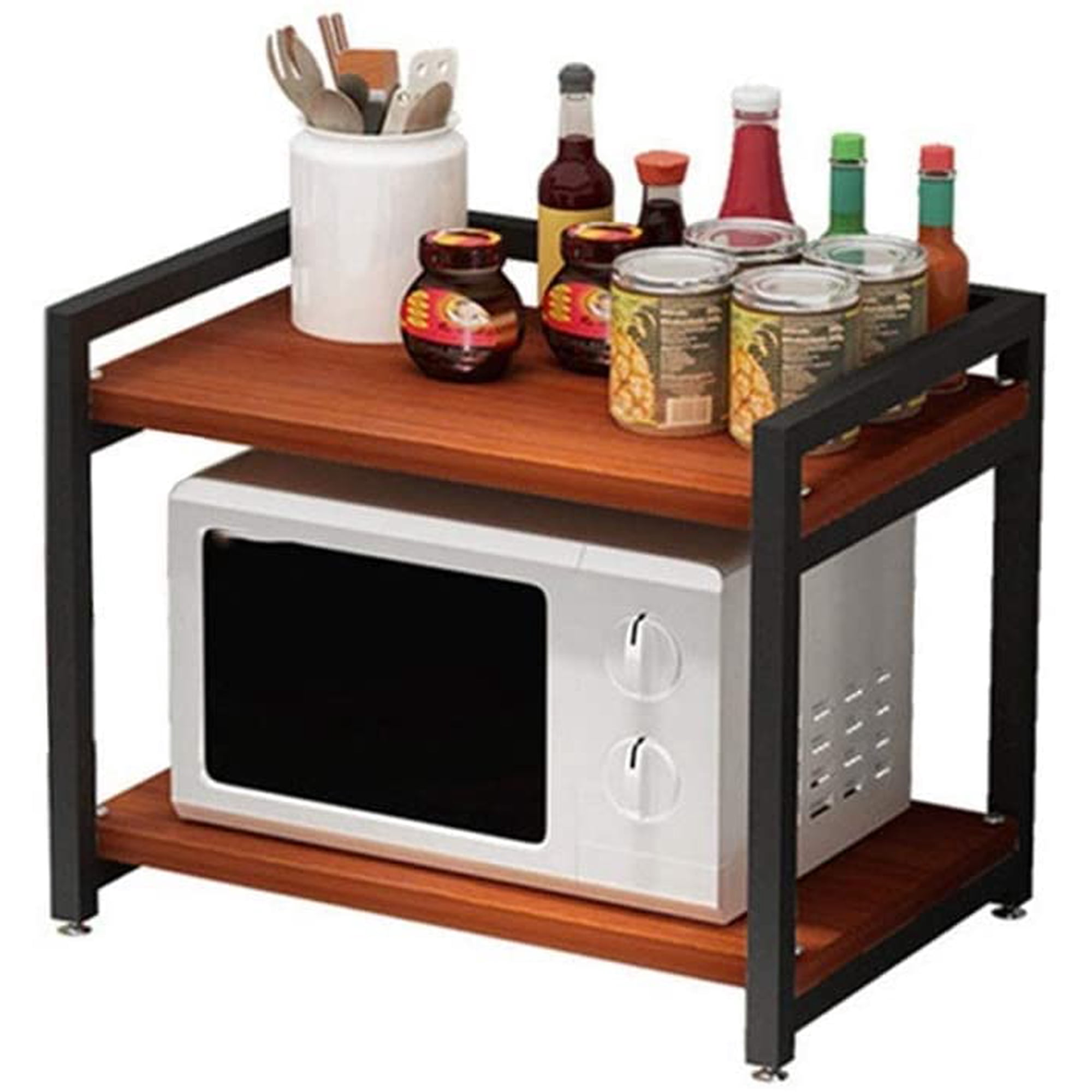 Corner Table Stand Microwave Oven Rack Multifunctional Microwave Storage  Rack Kitchen Cabinet Storage Rack 2 Layers Wooden Condiment Storage Rack  Large Microwave Oven Rack (Color : Black, Size,Shelf | Walmart Canada