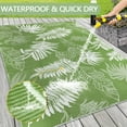 thumbnail image 6 of Aonewoe Outdoor Plastic Straw Rug 6x9 Waterproof Patio Rug Reversible Indoor Outdoor Rugs Outside Carpet for RV, Picnic, Backyard, Deck, Balcony, Porch, Beach, White & Light Green, 6 of 10
