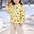 thumbnail image 2 of THDHVS Toddler Fleece Jacket,Unisex Kids Allover Print Lightweight Quilted Liner Jacket Stand Collar Button Front Short Winter,Girls Winter Coat Yellow 2-3 Years, 2 of 9