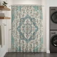 thumbnail image 3 of Xipuska Beige Teal Boho Shower Curtain - Water Repellent Fabric Shower Curtains Washable, Medieval Vintage Ethnic Floral Abstract Decorative Cloth Bathroom Curtains Modern Bath Decor 36"x72", 3 of 6