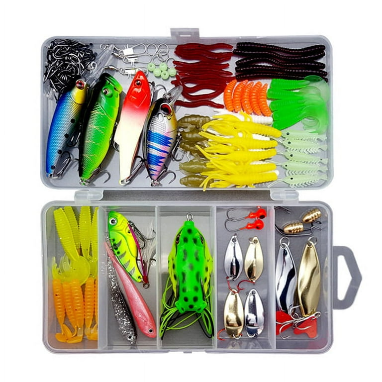 Fishing Lure Kit with Box, Soft and Hard Bait Set, Gear Layer