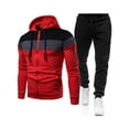 thumbnail image 1 of MAWCLOS Men Hoodies Sweatsuit Two Pieces Outfits Hooded Tracksuit Set Drawstring Long Sleeve Running Jogger Sets Red M, 1 of 2