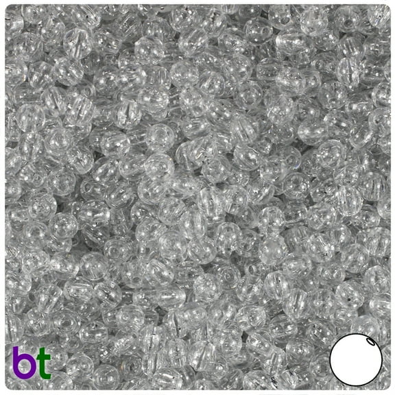 BeadTin Silver Sparkle 5mm Round Plastic Beads (700pcs)