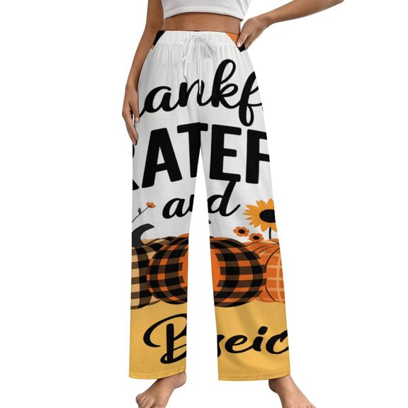 Happy Thanksgiving Pajamas Leisure Trousers Soft Warm Sleepwear Bottoms Loose Retro Nightwear