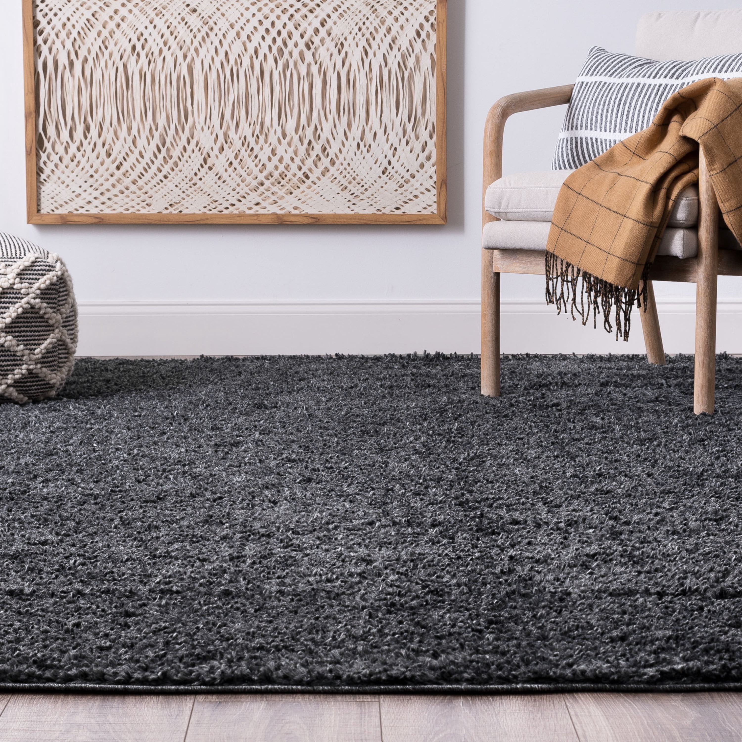 Bliss Rugs Transitional Solid Color 2' x 3' Dark Gray Polypropylene Indoor Area Rug, 2' x 3'