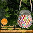 thumbnail image 4 of Mosaic Solar Lantern Outdoor IP65 Waterproof Hanging Solar Lights Auto On Off Oval Glass Mosaic Solar Lights for Garden Backyard IP65 Waterproof Hanging Solar Lights Auto On/Off, 4 of 8