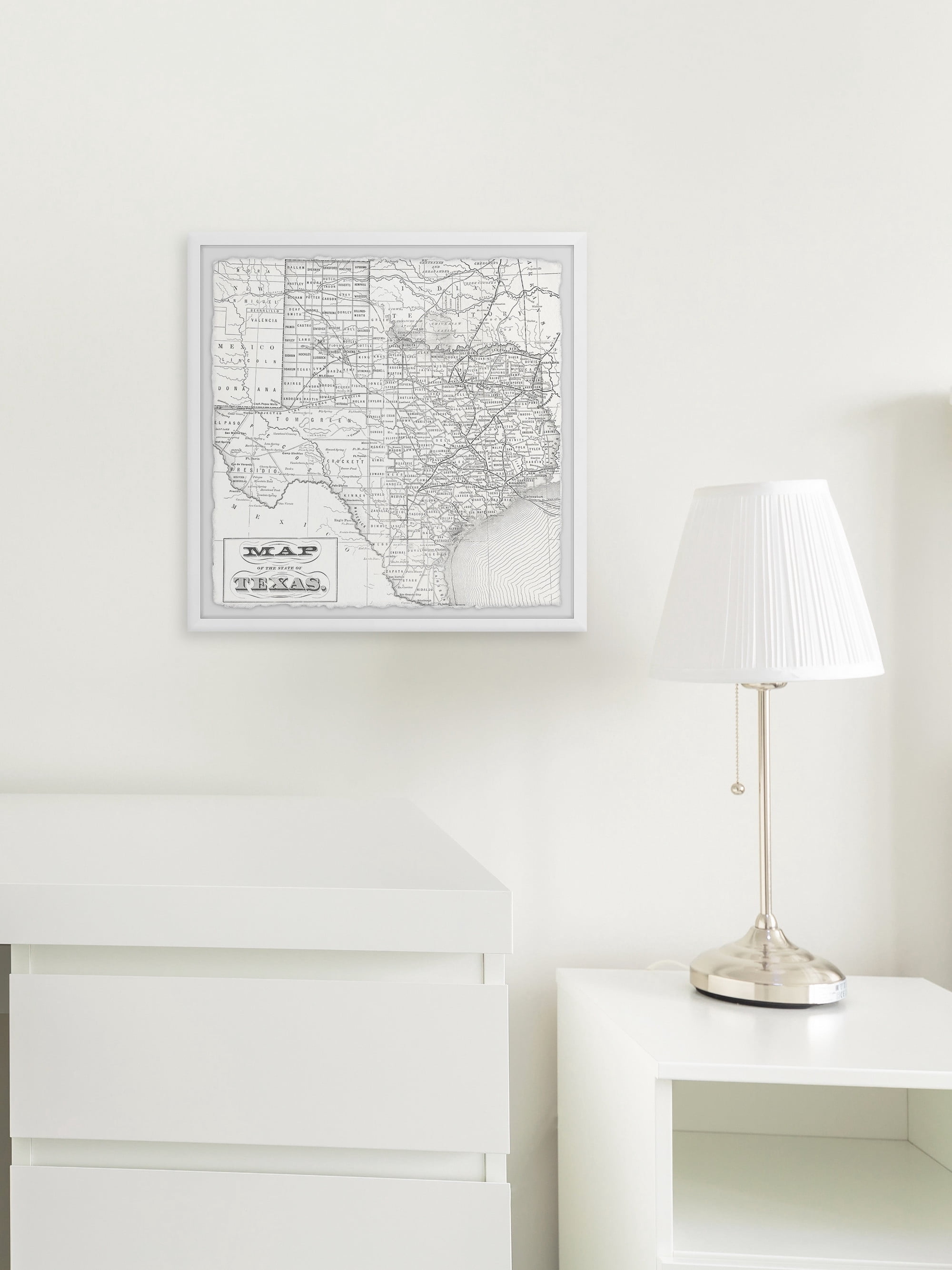 Marmont Hill Vintage Map of the State of Texas Framed Wall Art, 12" x 12"