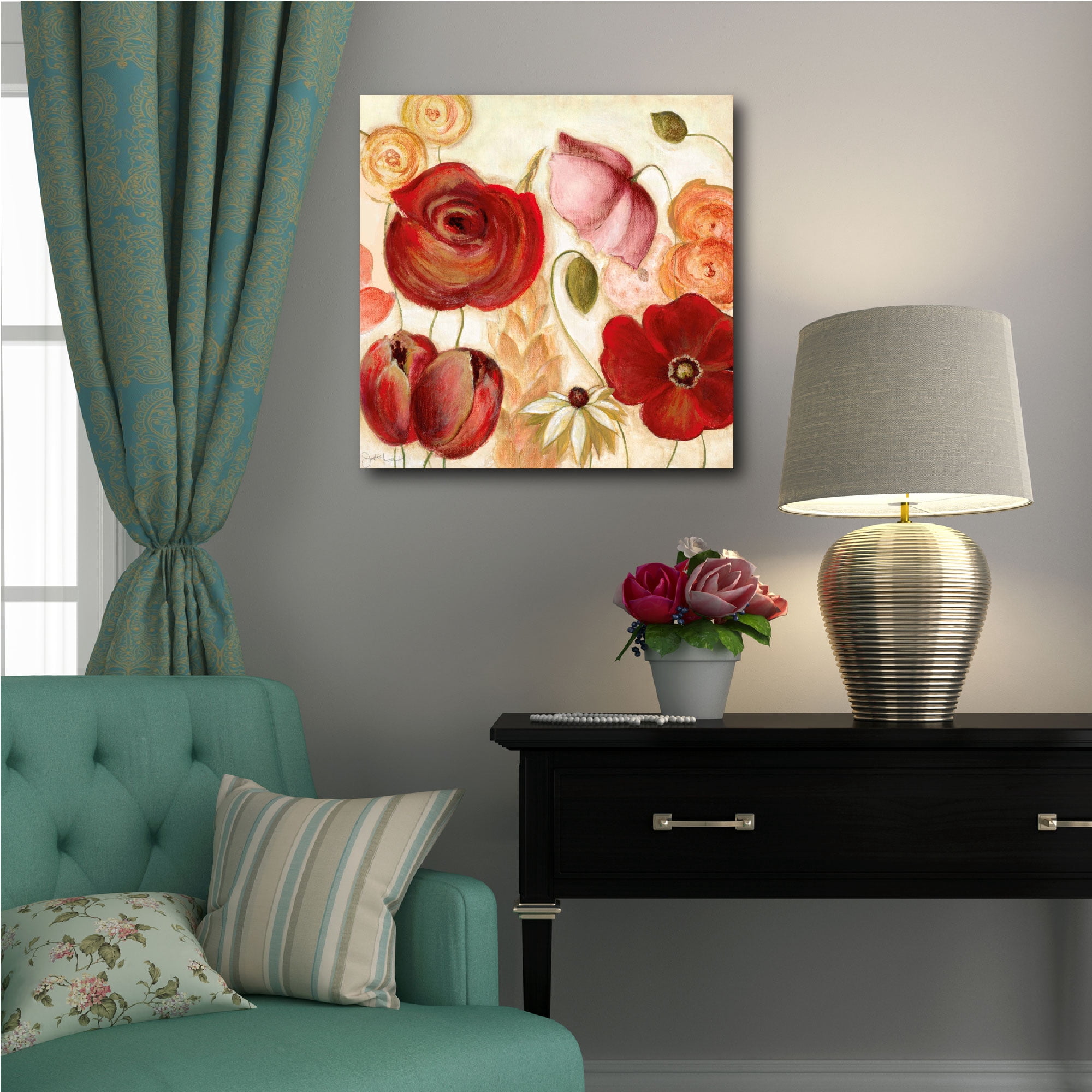 Pink & Red Floral II Gallery-Wrapped Canvas Wall Art, 16x16