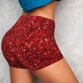 thumbnail image 4 of Honeii Red Glitter Print Women's Workout Shorts, Gym Shorts for Active Wear, Sports Shorts,Women's Running Shorts,Quick Dry Athletic Shorts-X-Large, 4 of 8