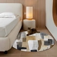 thumbnail image 3 of Abstract Color Blocks Large Area Rugs for Bedroom Living Room, Soft Non Slip Carpet Bedside Rug, Modern Geometric Art Round Floor Cover Kitchen Accent Rug 3.3' for Dining Room/Office, 3 of 9