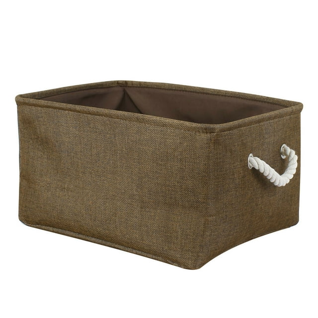 Collapsible Storage Basket Bin Toys Box Linen Baskets Chocolate Color L Size