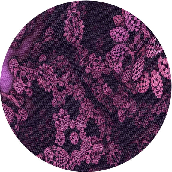 Ahgly Company Machine Washable Indoor Round Transitional Purple Lily Purple Area Rugs, 7' Round