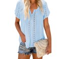 thumbnail image 1 of Sylvamorning Womens Solid Color Hollow Loose Short Sleeve Pullover T-shirt, 1 of 6