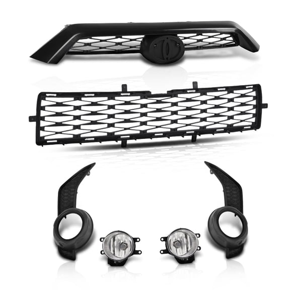 Front Bumper Upper Lower Grille Fog Lights Fit For 2014-2019 Toyota 4Runner SR5