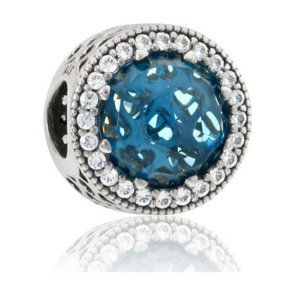 Radiant Hearts Charm - Sky-Blue Crystal & Clear CZ - 791725NBS