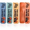 thumbnail image 1 of 4Sets Reusable Cutlery Set with Case, Portable Dinosaur Travel Utensils Knives Spoons and Forks Set (MB4PC), 1 of 7