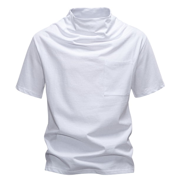 Camisetas de Manga Larga para Hombre Mezcla de Algodón Camiseta de Tamaño Grande de Ajuste Suelto, Camiseta Casual de Color Sólido con Cuello de Montones