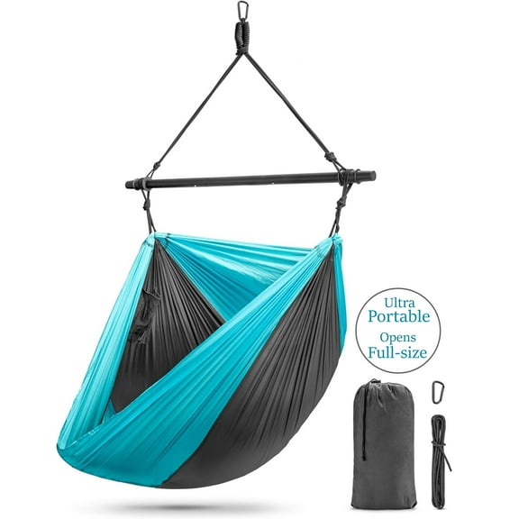 Sorbus Collapsible Hammock Chair, Blue / Black, Solid Print