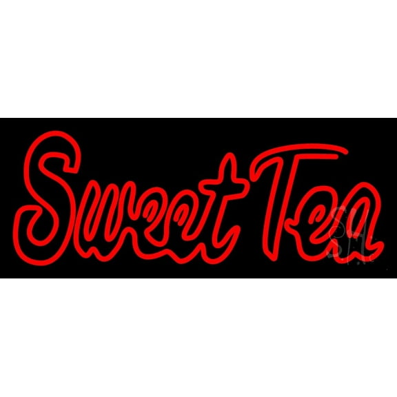 Red Sweet Tea LED Neon Sign 10 x 24 - inches, Clear Edge Cut Acrylic Backing, with Dimmer - Bright and Premium built indoor LED Neon Sign for restaurant window and interior decor.
