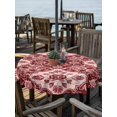 thumbnail image 6 of Outdoor Tablecloth with Umbrella Hole, Red Boho Spillproof Waterproof Outdoor Table Cover, Ethnic Tribal Abstract Traditional Floral Patio Tablecloths for Party/Garden/Picnic, Round 54 inch, 6 of 9