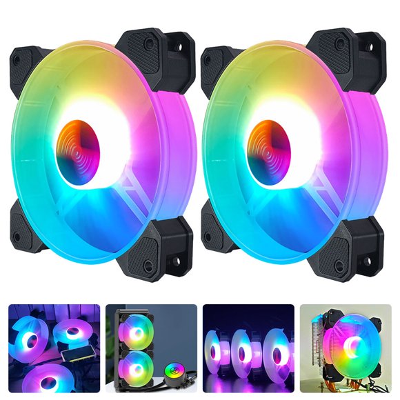 ifundom Back to School 2Pcs PC Cooling Fan Black ABS Heat Dissipation Gaming Setup
