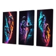 thumbnail image 3 of Designart "Cosmic Explorers Astronauts III" Space Wall Art Set Of 3 - Blue Space Canvas Set For Living Room Decor, 3 of 7