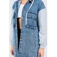 thumbnail image 4 of American Bazi Contrast Longline Hooded Denim Jacket, 4 of 4