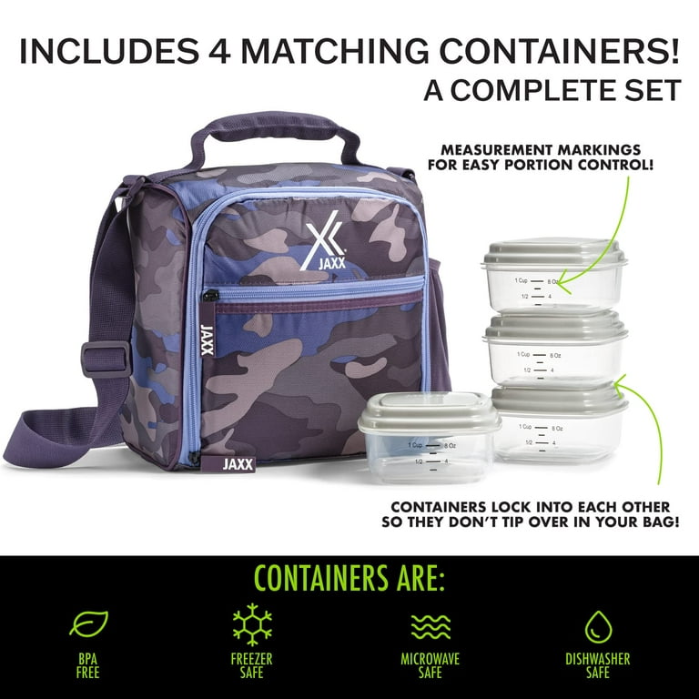 JAXX by Fit+Fresh, 5pc Meal Prep Lunch Bag, for Adults Insulated