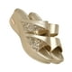 thumbnail image 5 of Sandalias de cuña de tacón grueso, verano, playa, caminar, punta abierta, diseño, zapatilla de cuña, dorado, talla 35 1 par Inevent AP1213-10, 5 of 7