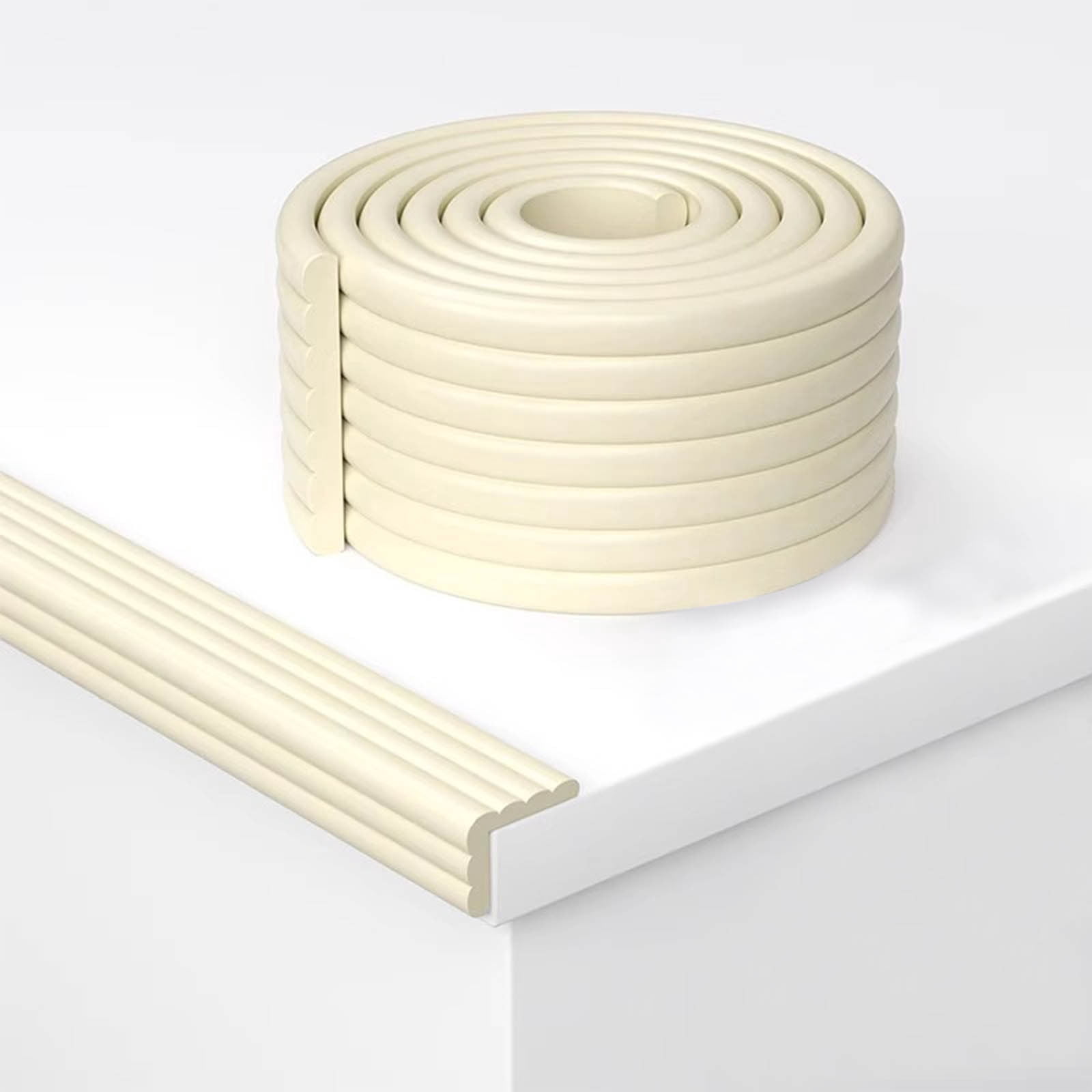 YaoZQ Beige Furniture Edge Protector Soft Cushioning Strip Adhesive Corner Guard for Home Decor 78.7 x 3.1 in