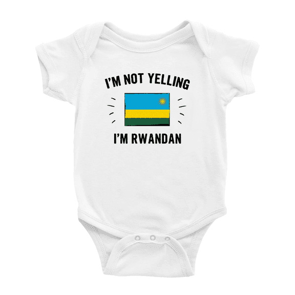 I'm Not Yelling, I'm Rwandan Baby Rompers Baby Bodysuit (White, 0-3 Months)