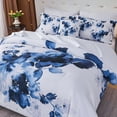 thumbnail image 5 of Koniroom 8Pcs Blue White Watercolor Floral Bedding Comforter Set Queen Size, Reversible Soft Microfiber Bed In a Bag with Pillowcases Shams Sheets, 5 of 8