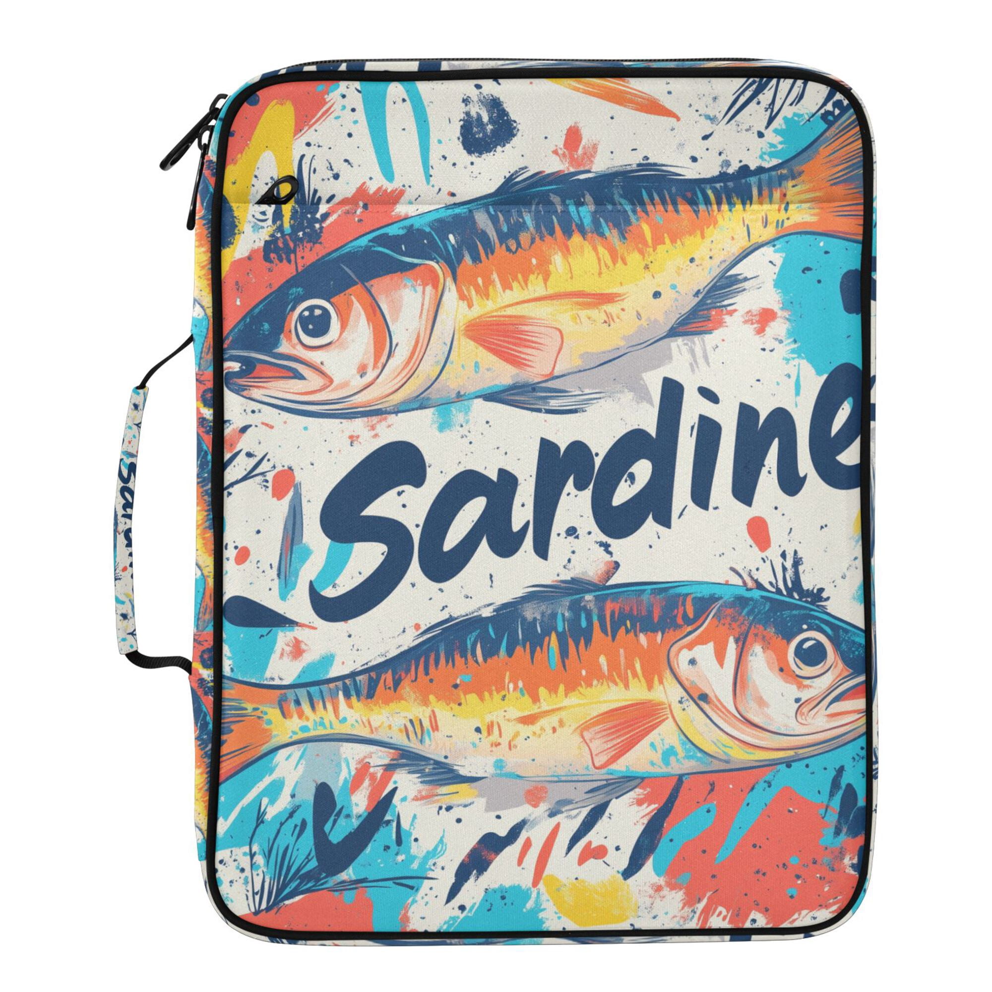 FORMRS Accordion File Folder A4 Size 7-Pocket Expanding Document Organizer Bag with 3 Ring Binder, Yellow Sardines Pattern