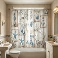 thumbnail image 2 of huayou 2 Pack Printed Kitchen Tier Curtains, 27.56x59.06 Inch Vintage Nautical Starfish Seahorse Anchor Postcard Short Window Curtains for Indoor Kitchen Coastal Home Decor, 2 of 7