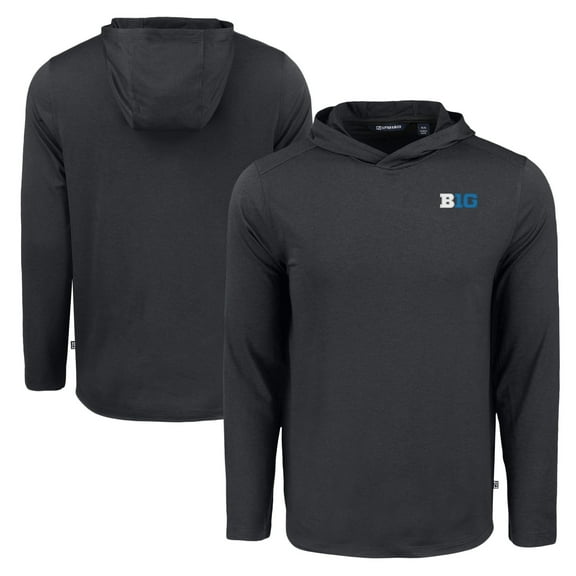 Men's Cutter & Buck Black Big Ten Gear Coastline Epic Comfort Eco Recycled Long Sleeve Hoodie T-Shirt
