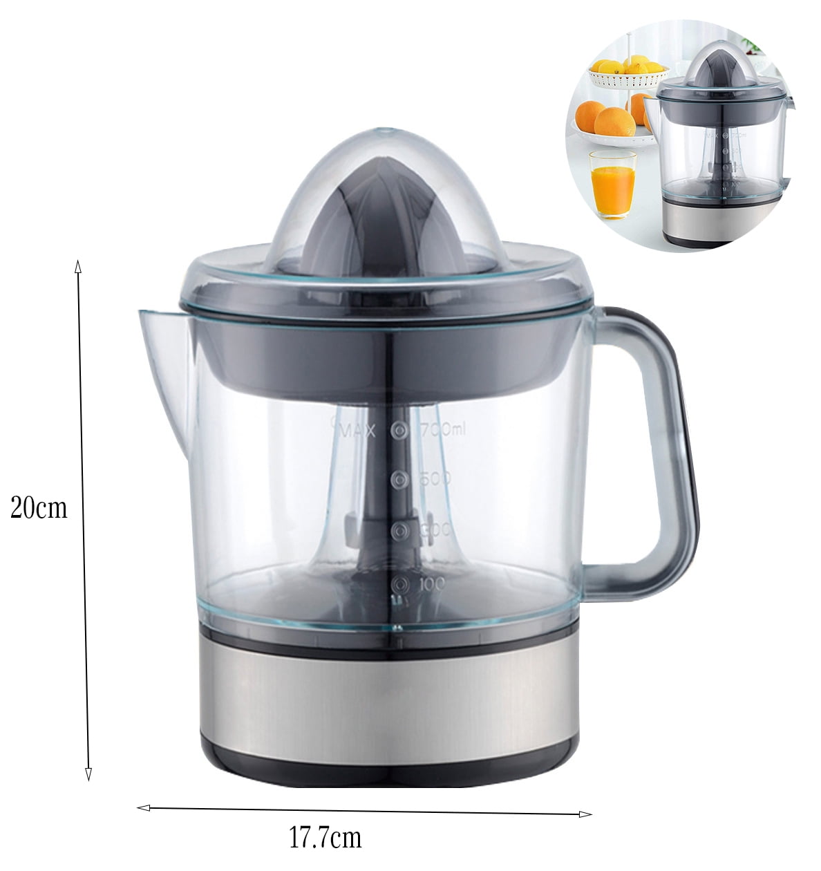 Lemon Squeezer Electrically High Juice Yield - Juicer, Orange Squeezer 2 Directions Of Rotation - Electric Juicer 2 Cones - Oranges Stainless Steel Citrus Squeezer