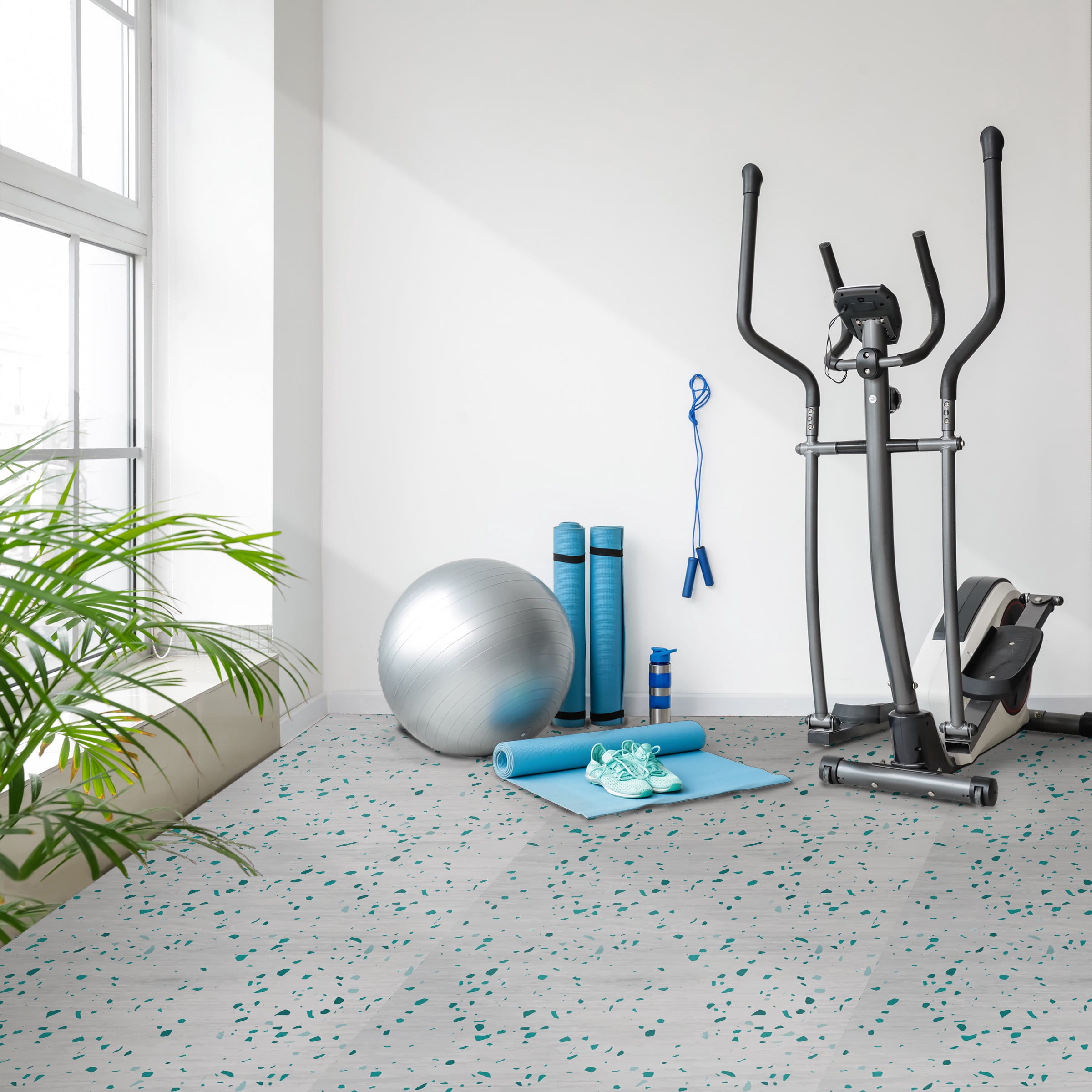 Sorbus Waterproof Wood Grain Foam Floor Tiles, 36 Tiles, 144 Sq Ft, Interlocking, Terrazzo