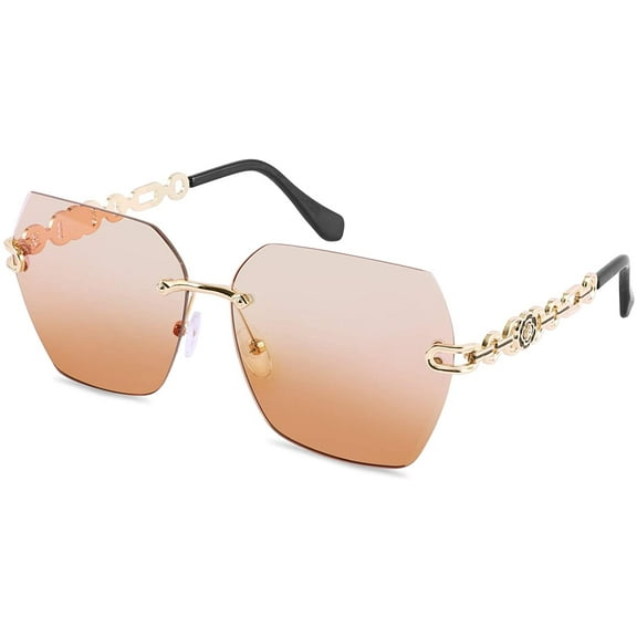 FEISEDY Classic Rimless Sunglasses Women Metal Frame Diamond Cutting Lens Sun Glasses B2567